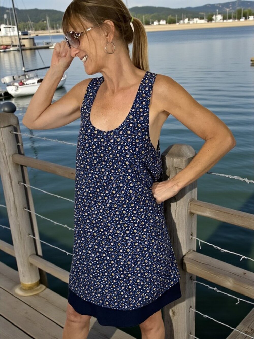 Tory Burch Silk Floral Slip Dress M Navy Resortwear
